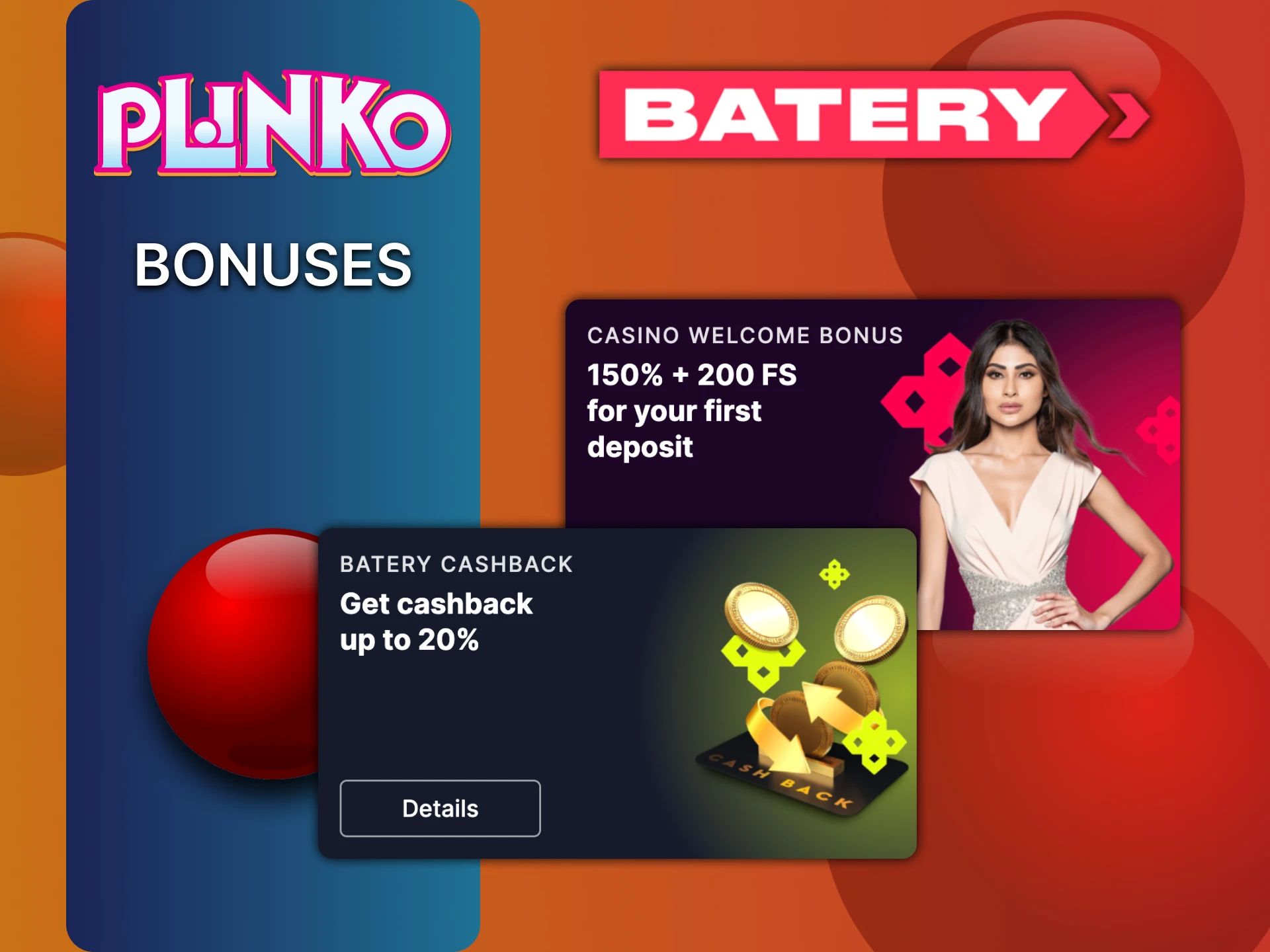 Batery पर Plinko खेलें और स्वागत बोनस प्राप्त करें।