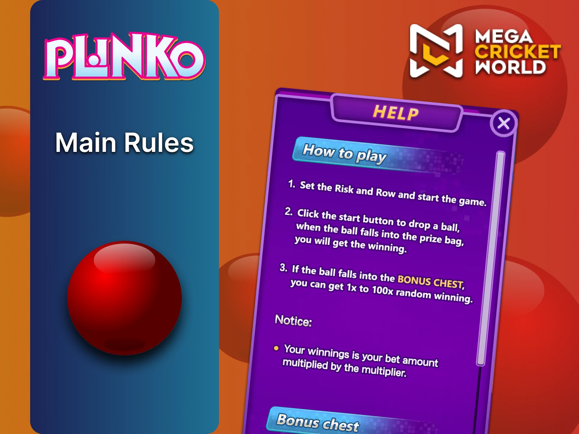 Plinko MegaCricketWorld बेहद सरल और स्पष्ट है।