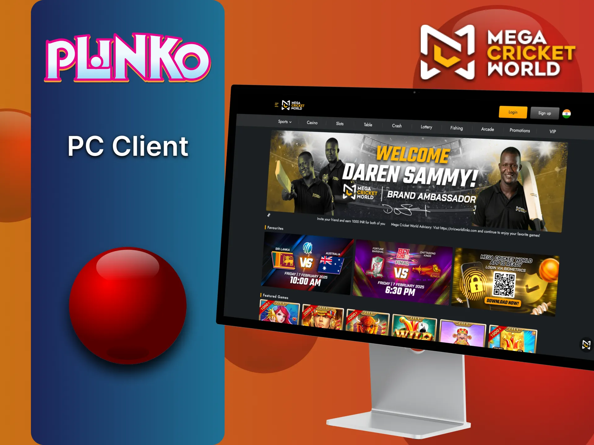 आप MegaCricketWorld पीसी क्लाइंट पर Plinko खेल सकते हैं।