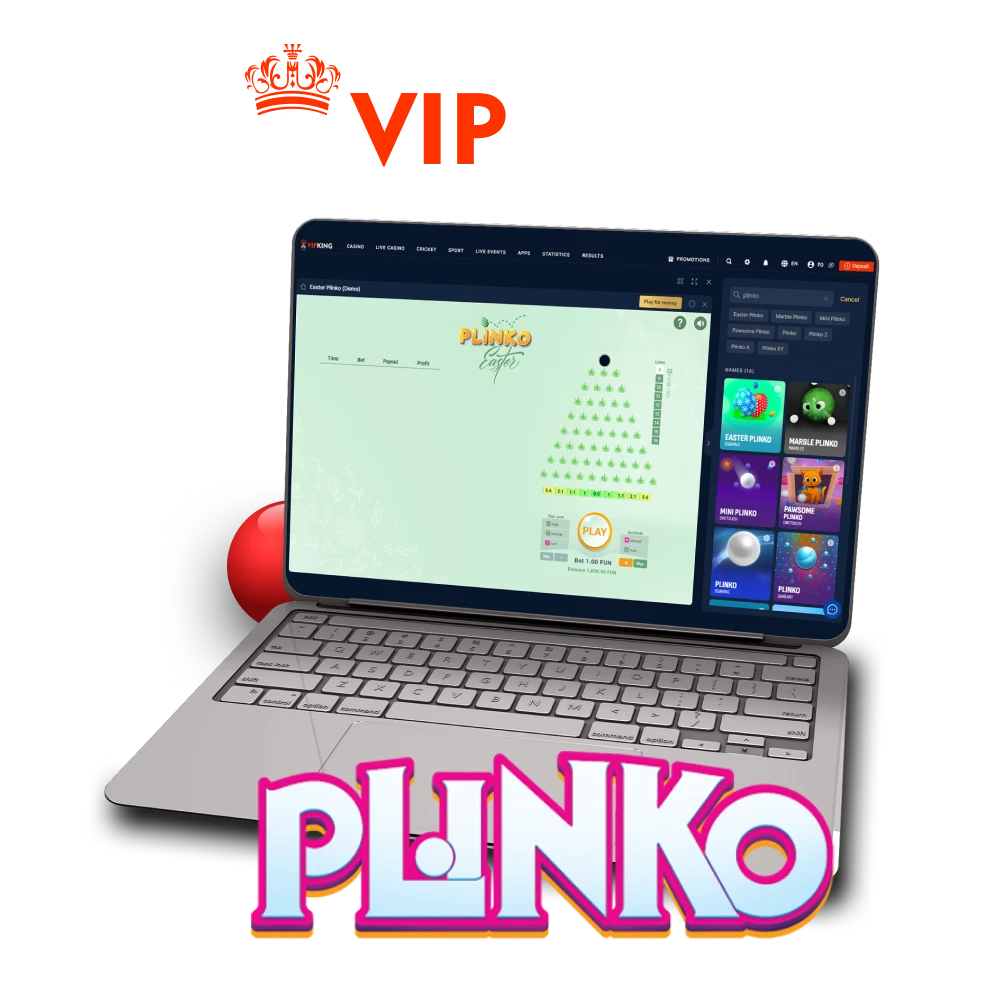 VipKing वेबसाइट पर Plinko गेम खेलें।