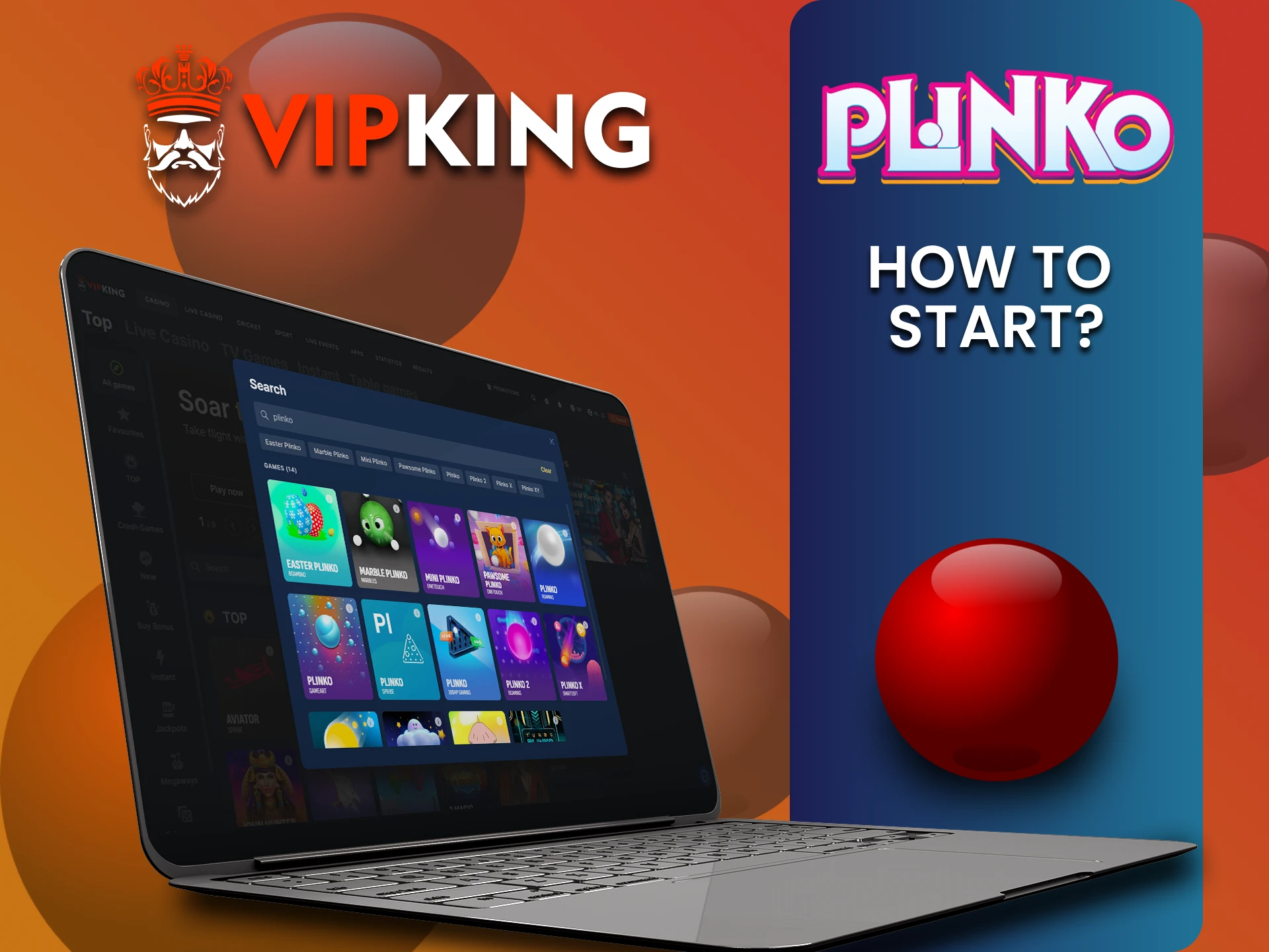 VipKing पर Plinko खेलने के लिए कैसीनो सेक्शन में जाएं।