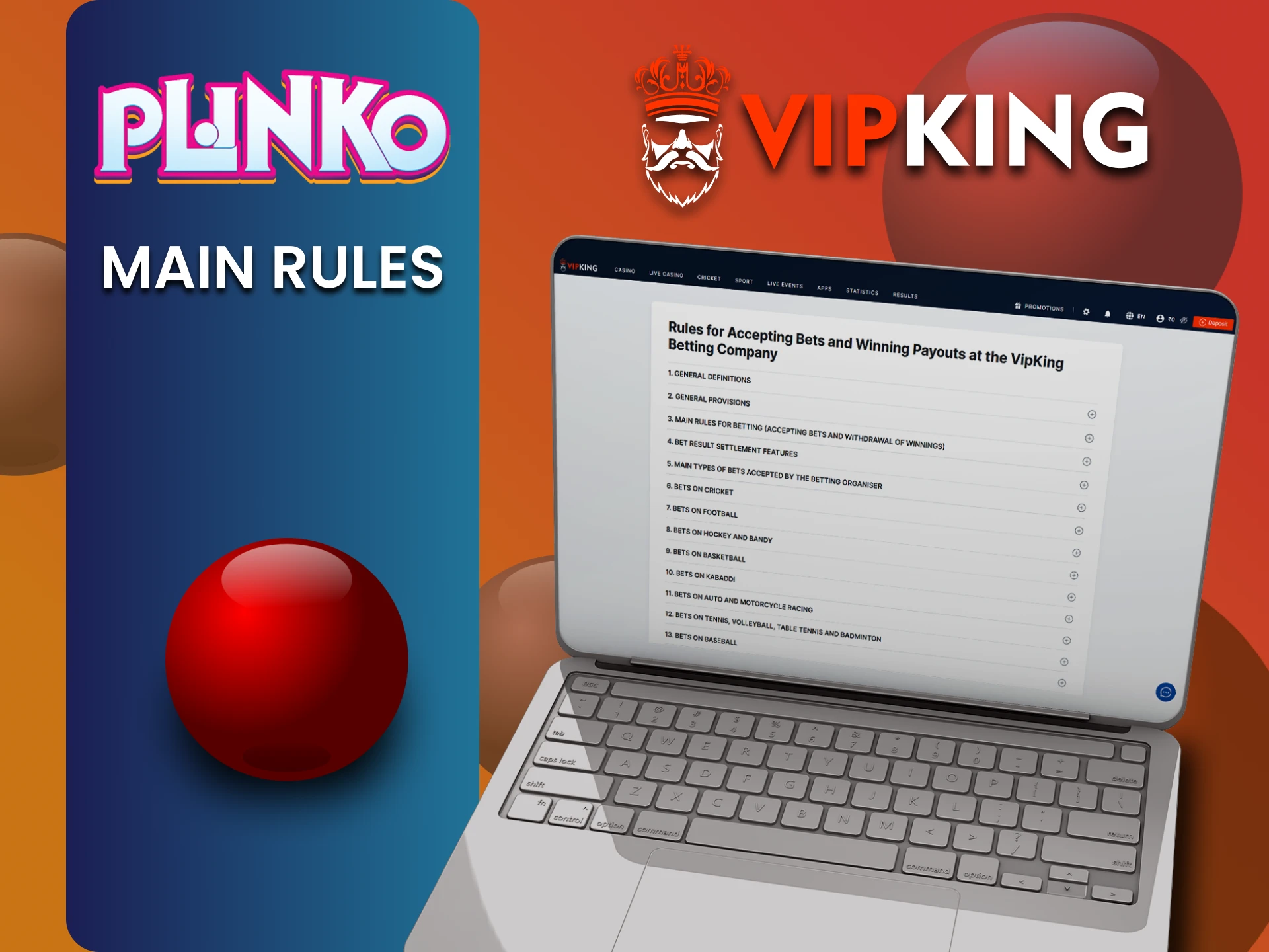 Plinko खेलने के लिए VipKing वेबसाइट के मुख्य नियम जानें।