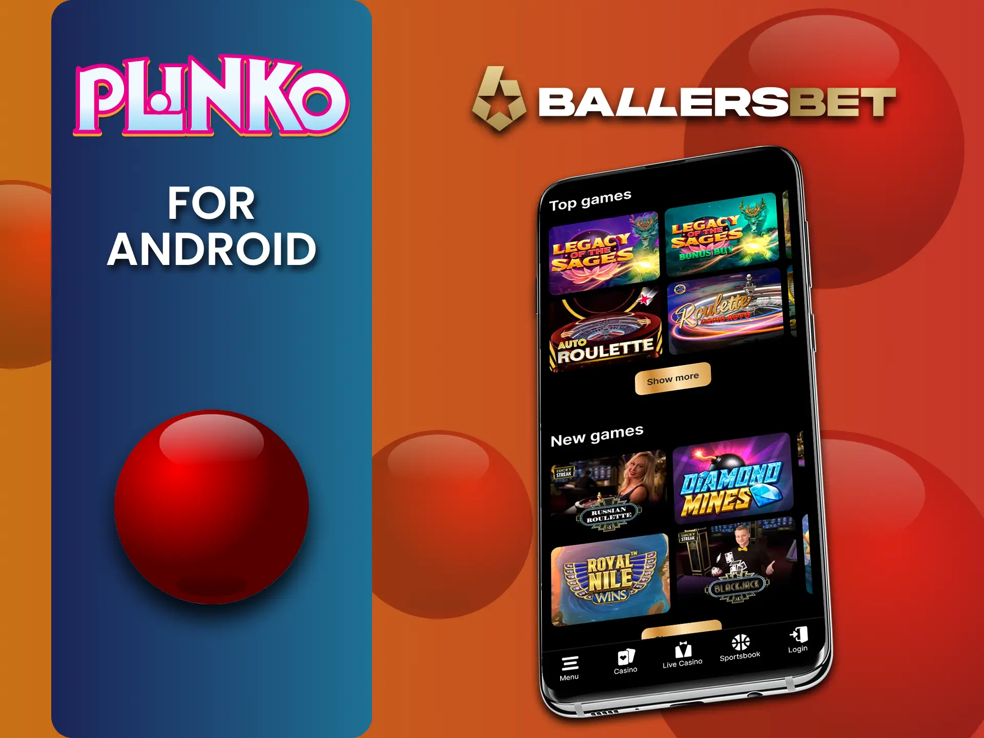 अपने Android डिवाइस पर Plinko के लिए BallersBet शॉर्टकट बनाएं।
