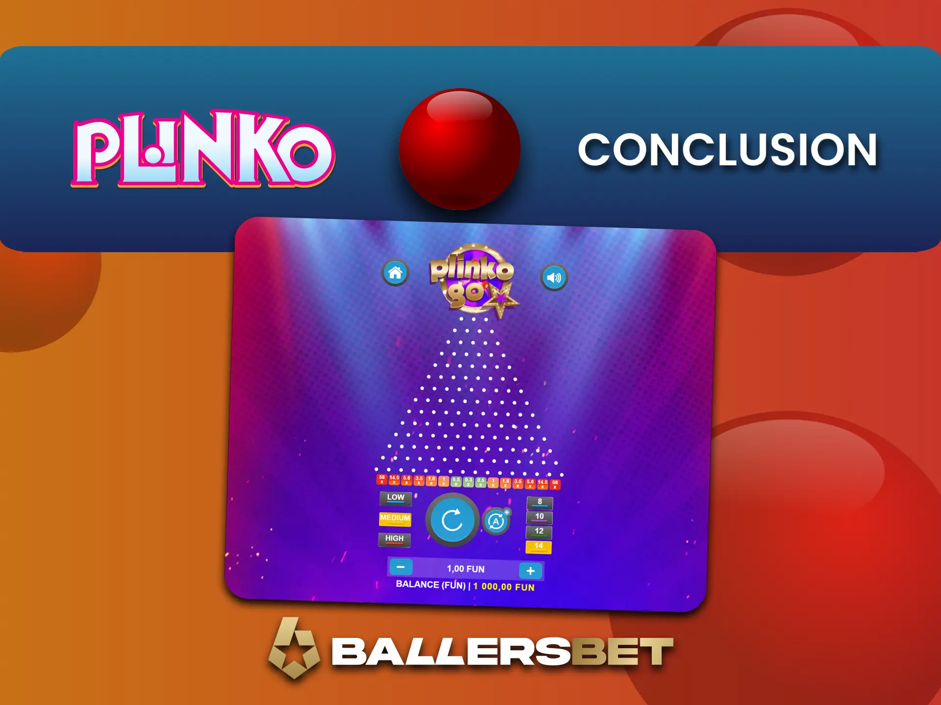 Plinko खेलने के लिए उच्च गुणकों, सुगम इंटरफ़ेस और शीर्ष बोनस के साथ BallersBet पर खेलें।