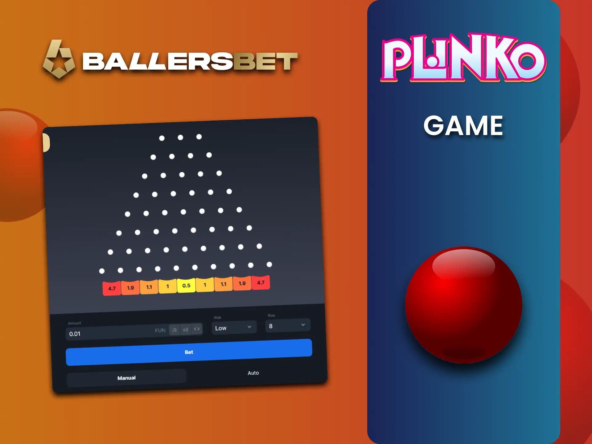 BallersBet पर Plinko गेम के बारे में अधिक जानें।