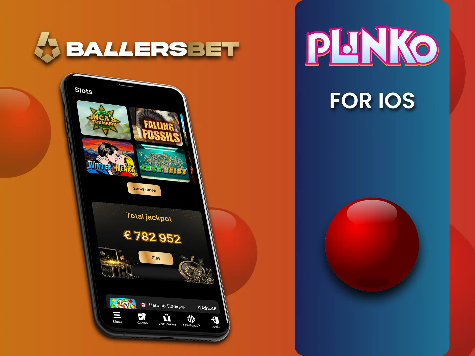 Plinko खेलने के लिए अपने iOS डिवाइस की होमस्क्रीन पर BallersBet शॉर्टकट जोड़ें।