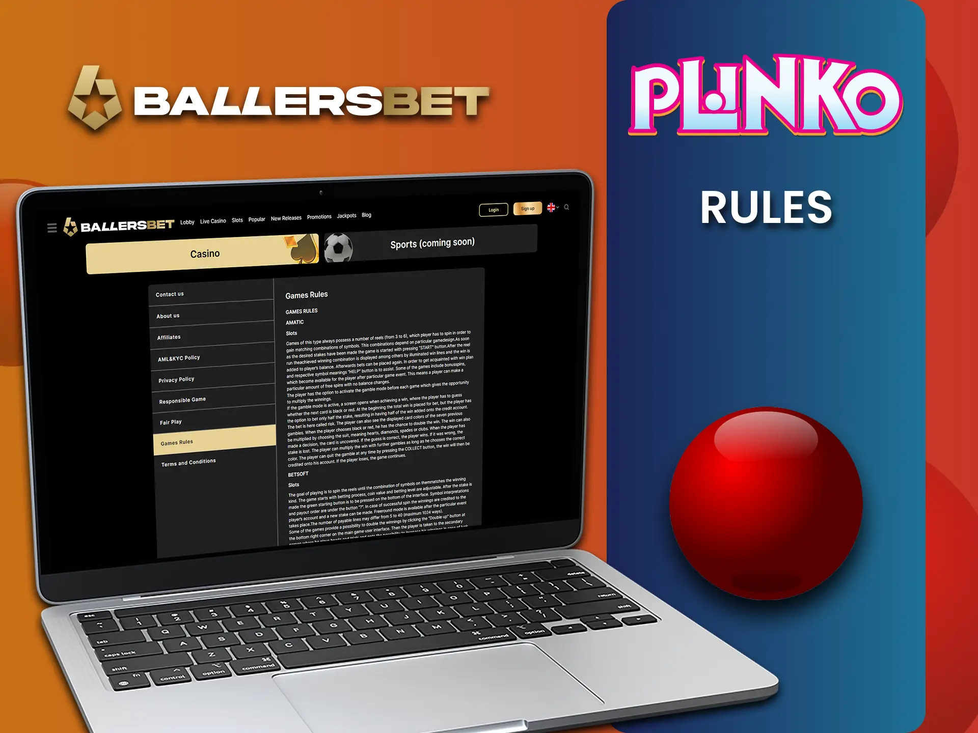 Plinko खेलने के लिए BallersBet के नियम पढ़ें।